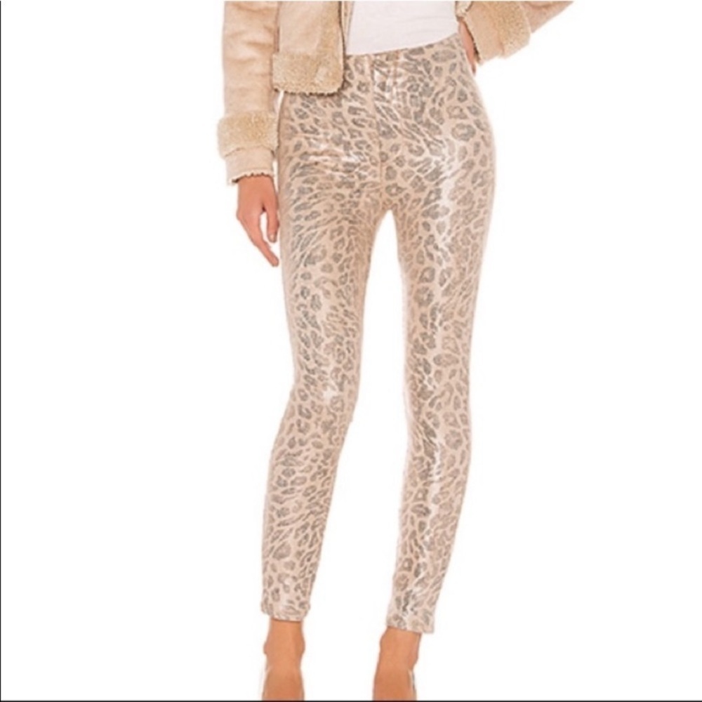 Mother Looker Ankle Running With A Sweet Talker Leopard Print Metallic 27